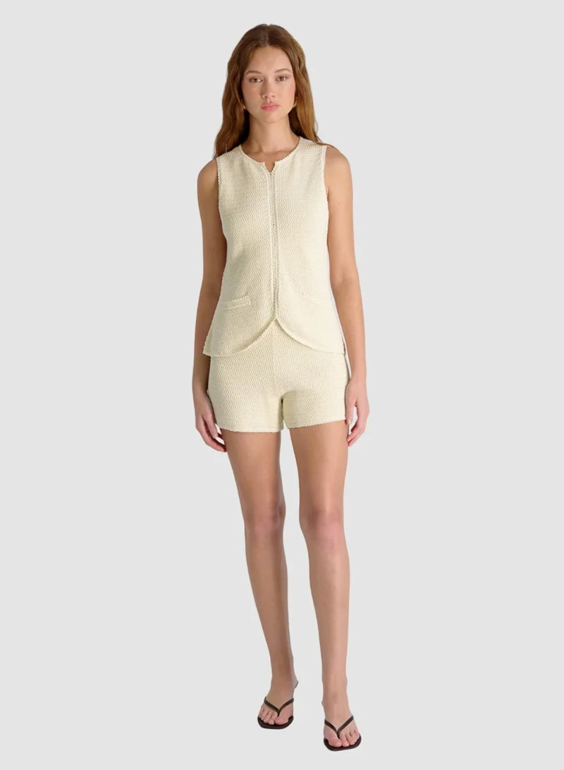 فرنش كونكشن Mozart Crochet Texture V-neck Vest